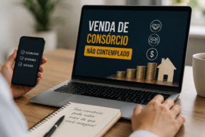 Pessoa conferindo pelo celular o valor recebido pela venda de um consórcio não contemplado